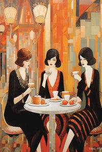 Art Deco 1920s Café Scene: Artistic Poster PosterGoat