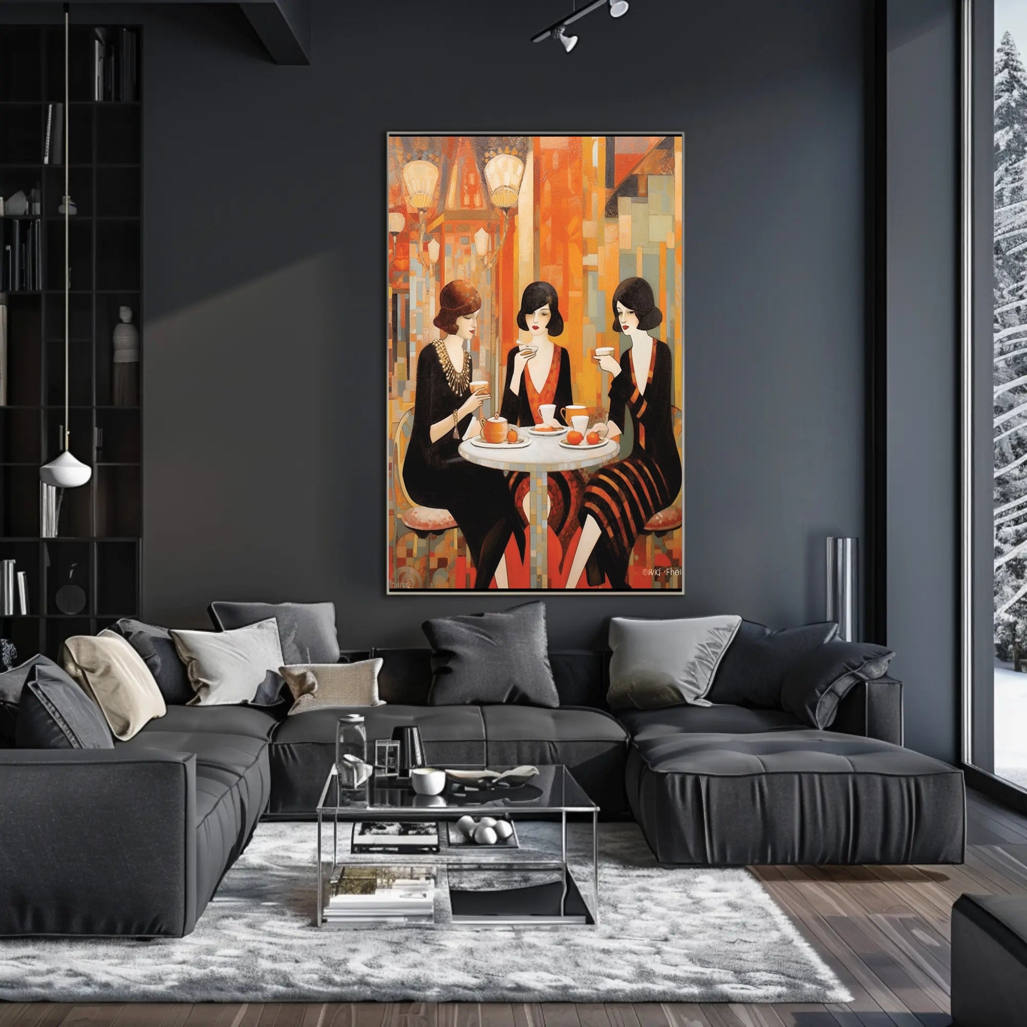 Art Deco 1920s Café Scene: Artistic Poster PosterGoat