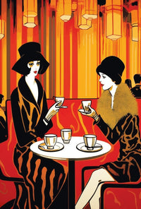 Art Deco Café Scene: Elegant 1920s Style Cultural Poster PosterGoat