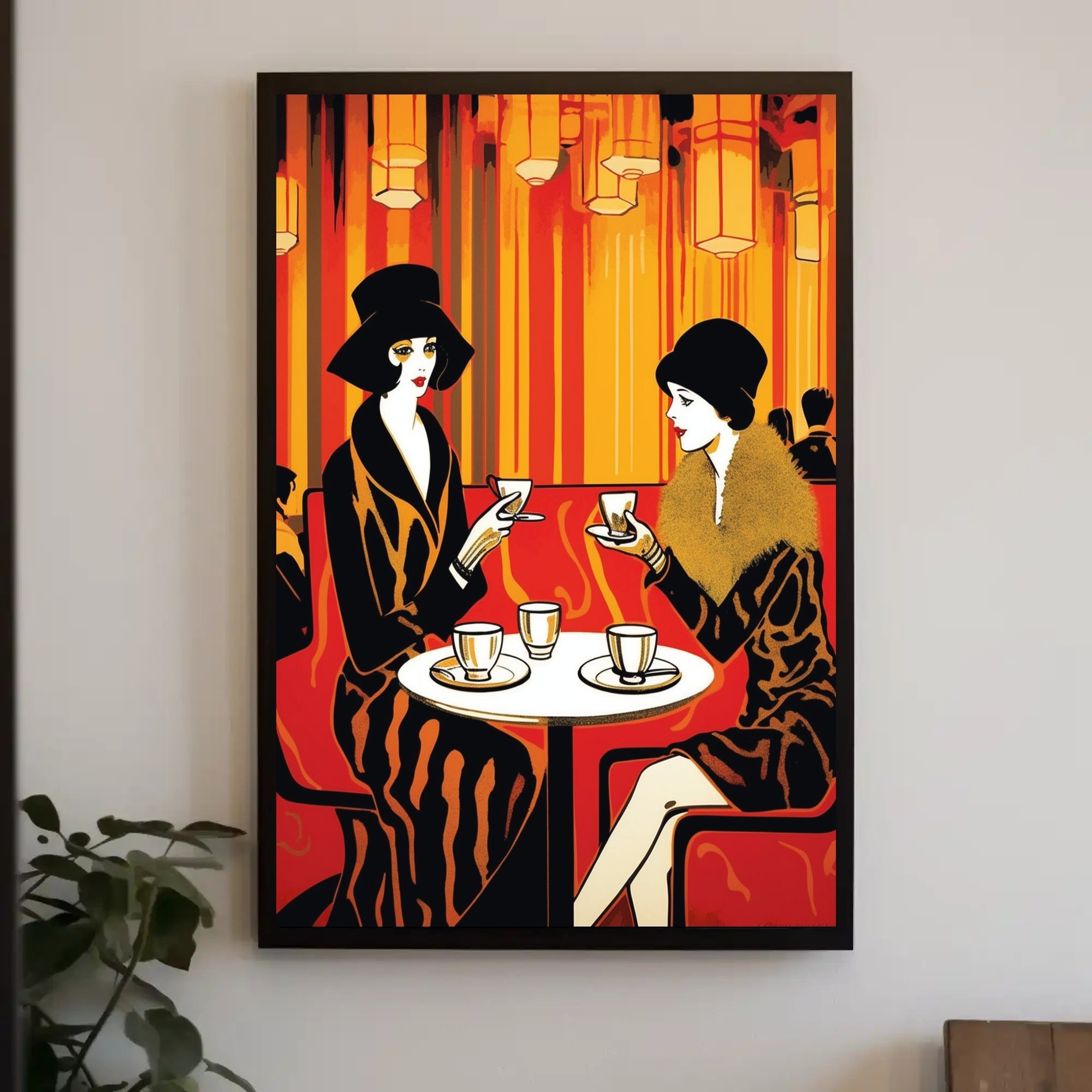 Art Deco Café Scene: Elegant 1920s Style Cultural Poster PosterGoat