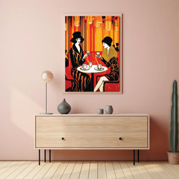 Art Deco Café Scene: Elegant 1920s Style Cultural Poster PosterGoat