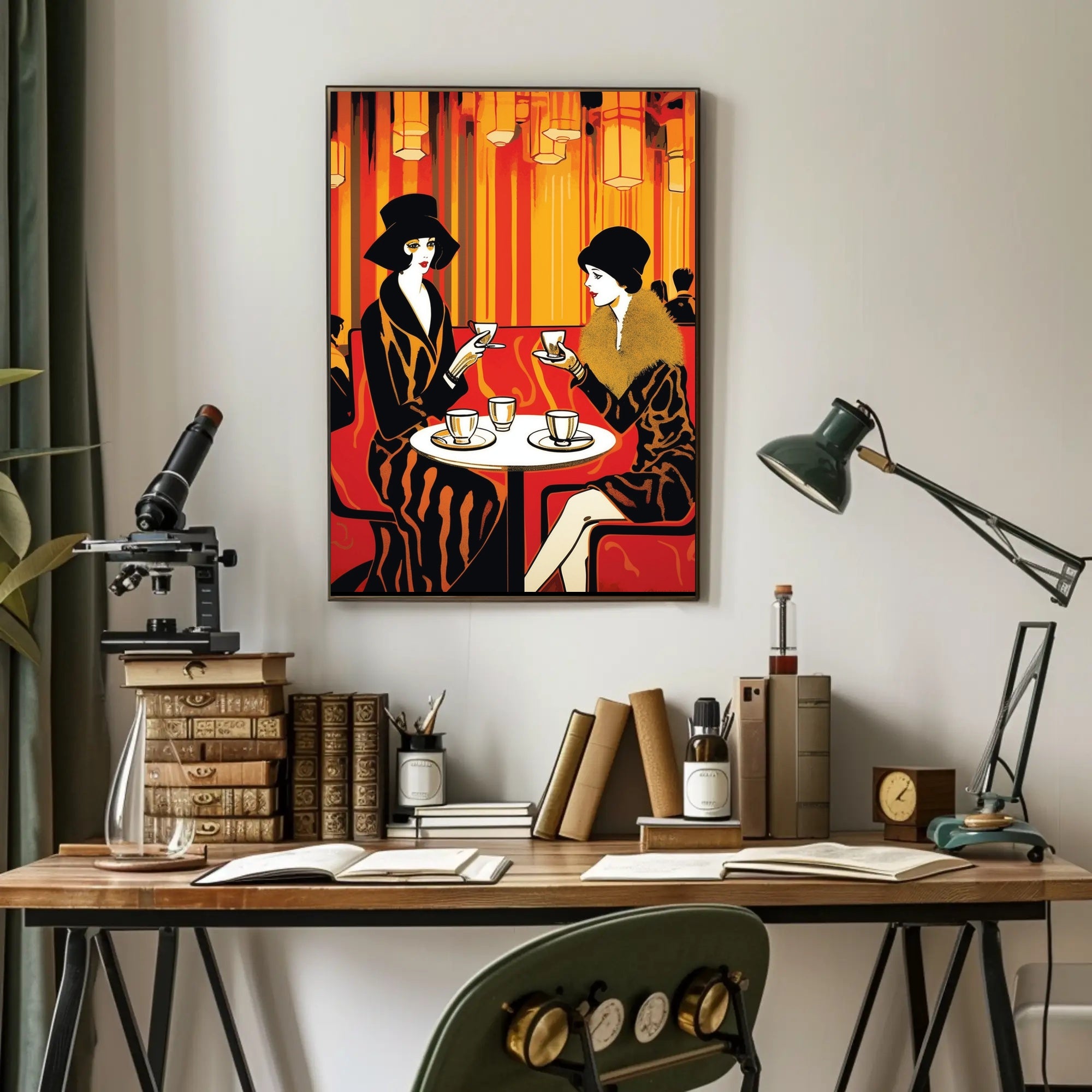 Art Deco Café Scene: Elegant 1920s Style Cultural Poster PosterGoat