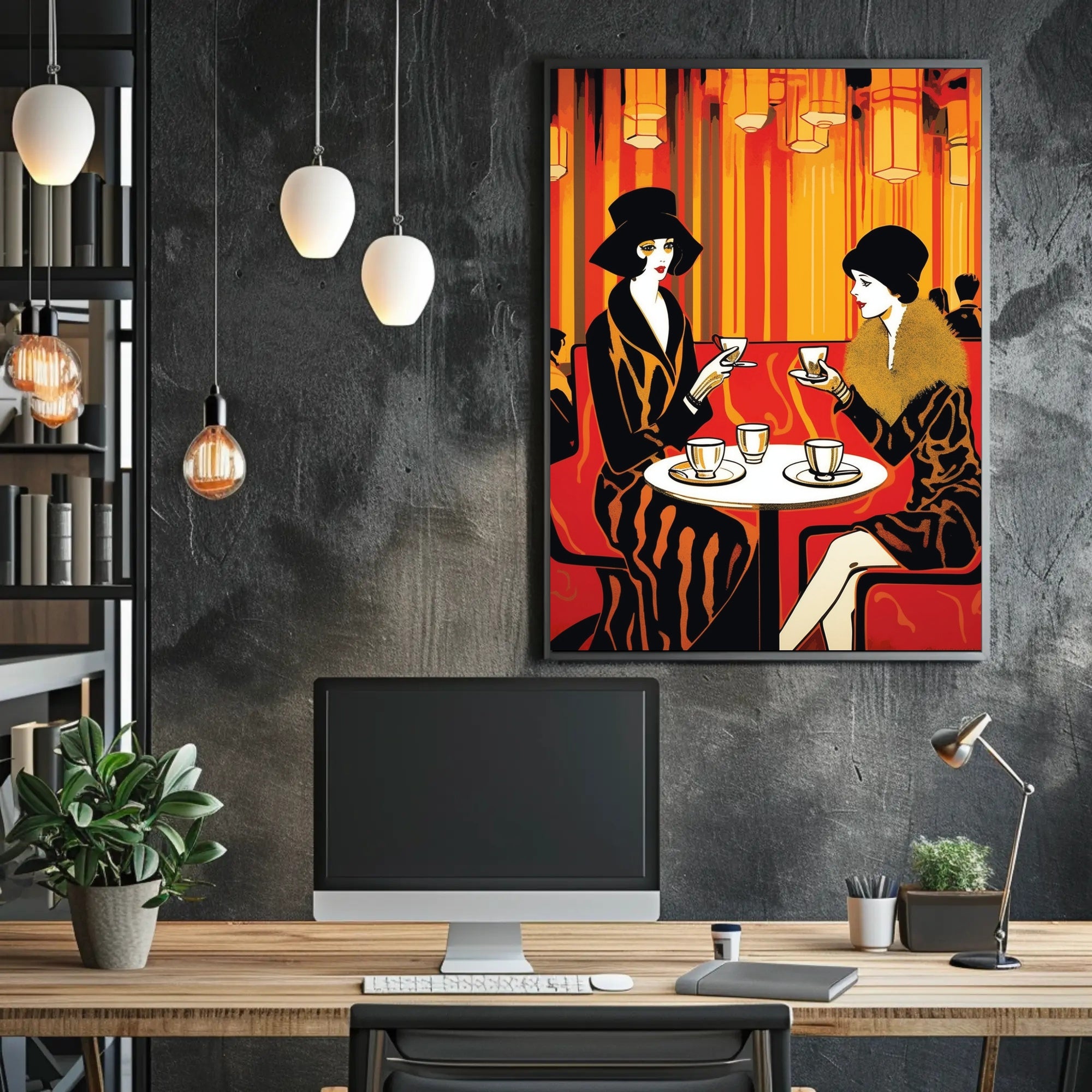 Art Deco Café Scene: Elegant 1920s Style Cultural Poster PosterGoat