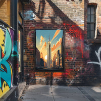 Art Deco Skyscraper Skyline at Sunset Wall Art Poster PosterGoat