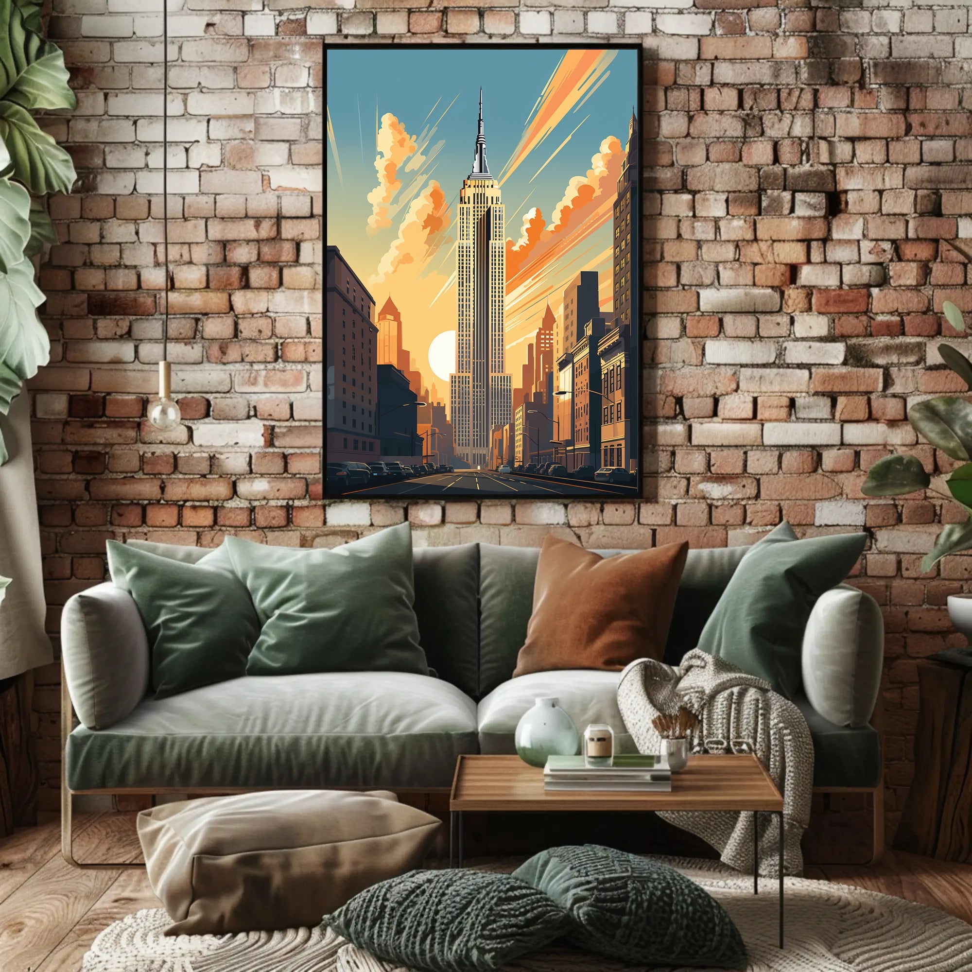 Art Deco Skyscraper Skyline at Sunset Wall Art Poster PosterGoat