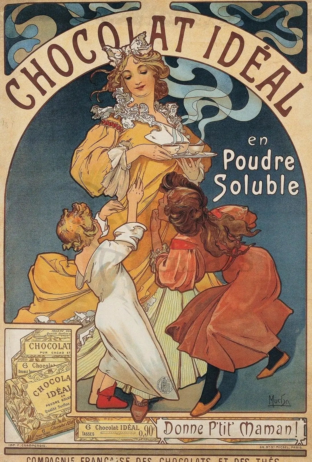 Art Nouveau French Chocolate Tea Company Cultural Poster PosterGoat