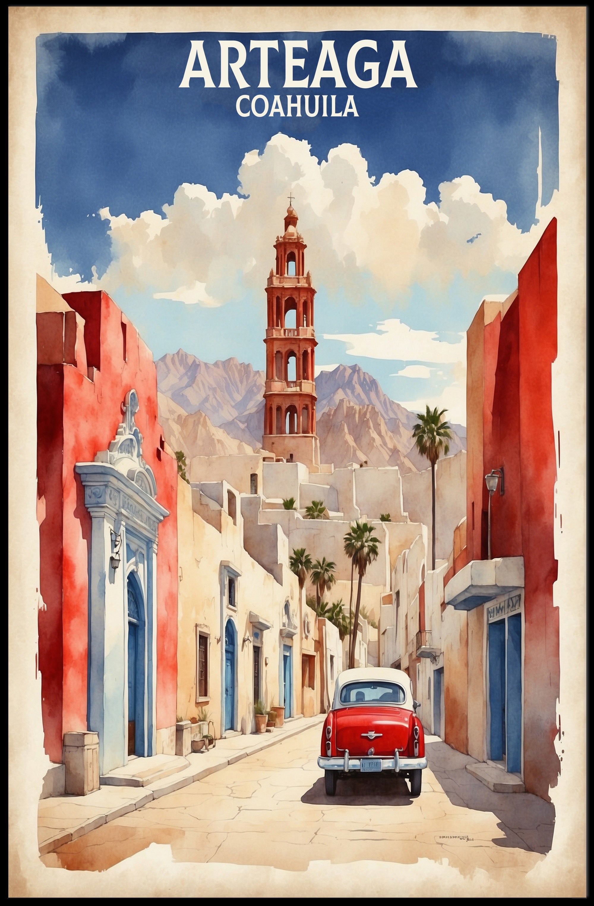 Arteaga Street Scene Travel Poster PosterGoat