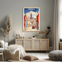 Arteaga Street Scene Travel Poster PosterGoat