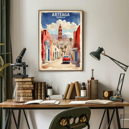 Arteaga Street Scene Travel Poster PosterGoat