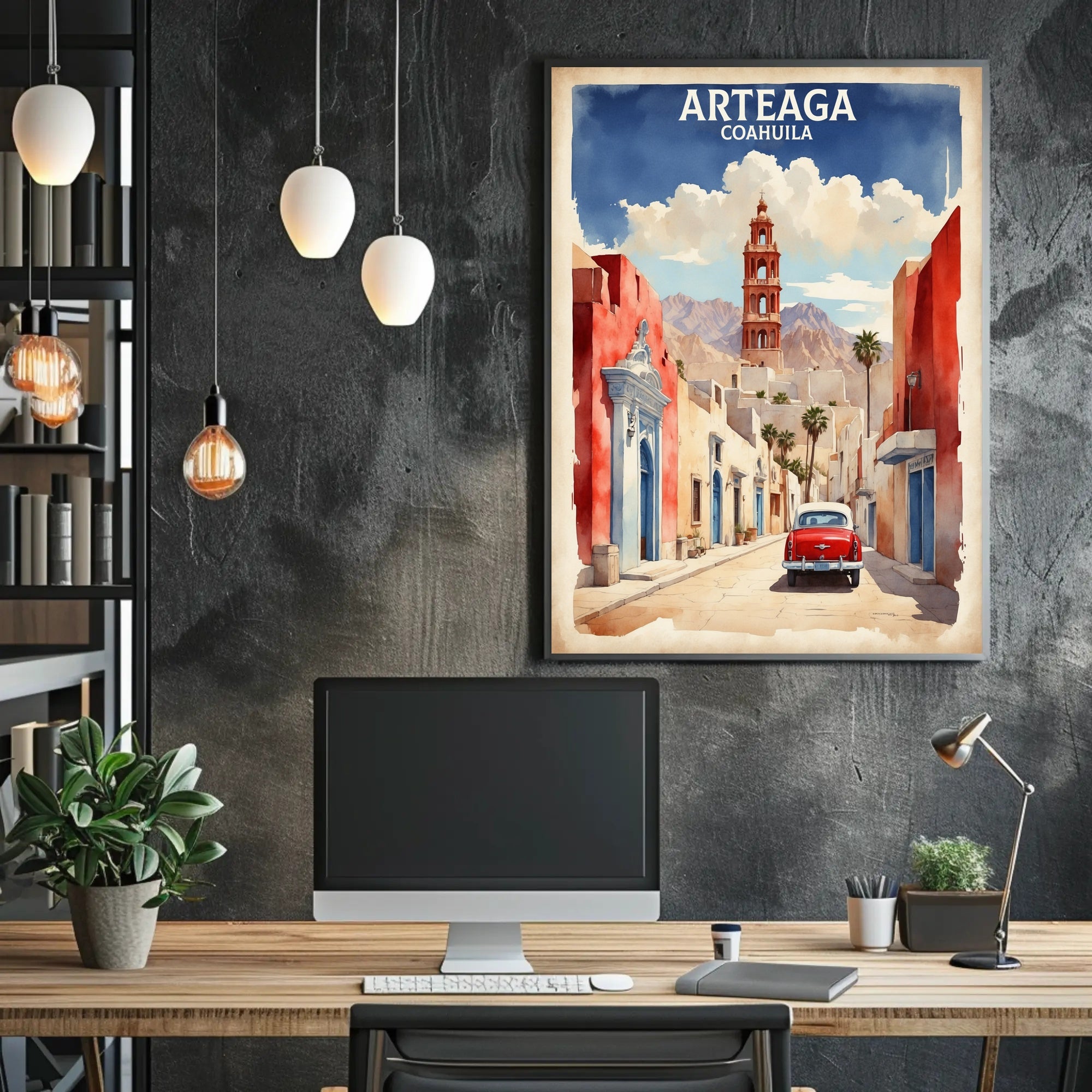 Arteaga Street Scene Travel Poster PosterGoat