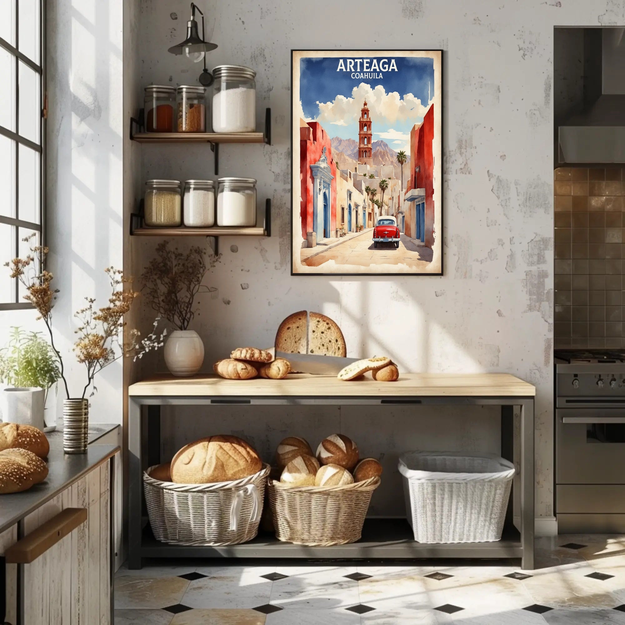 Arteaga Street Scene Travel Poster PosterGoat