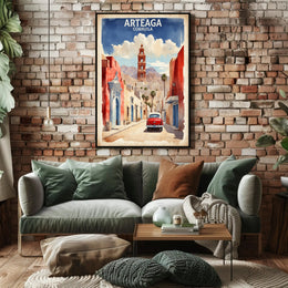 Arteaga Street Scene Travel Poster PosterGoat