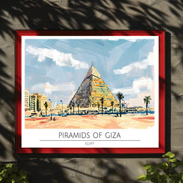 Artistic Depiction of the Pyramids of Giza Poster PosterGoat