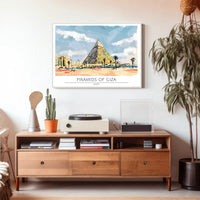 Artistic Depiction of the Pyramids of Giza Poster PosterGoat