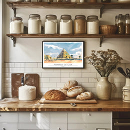 Artistic Depiction of the Pyramids of Giza Poster PosterGoat