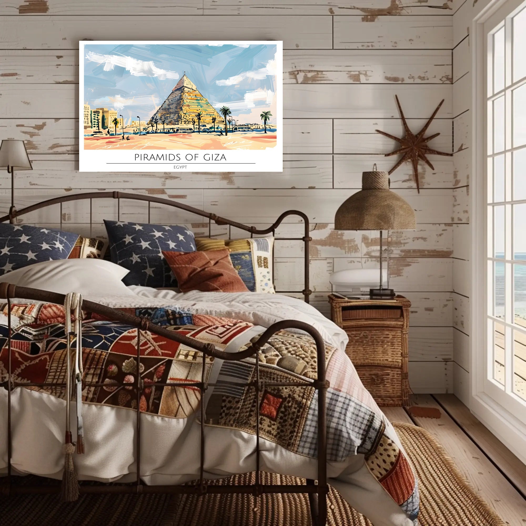 Artistic Depiction of the Pyramids of Giza Poster PosterGoat