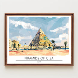 Artistic Depiction of the Pyramids of Giza Poster PosterGoat