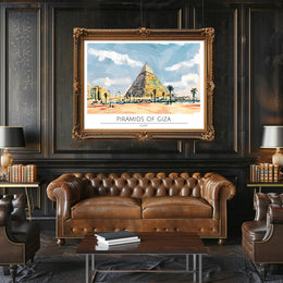 Artistic Depiction of the Pyramids of Giza Poster PosterGoat