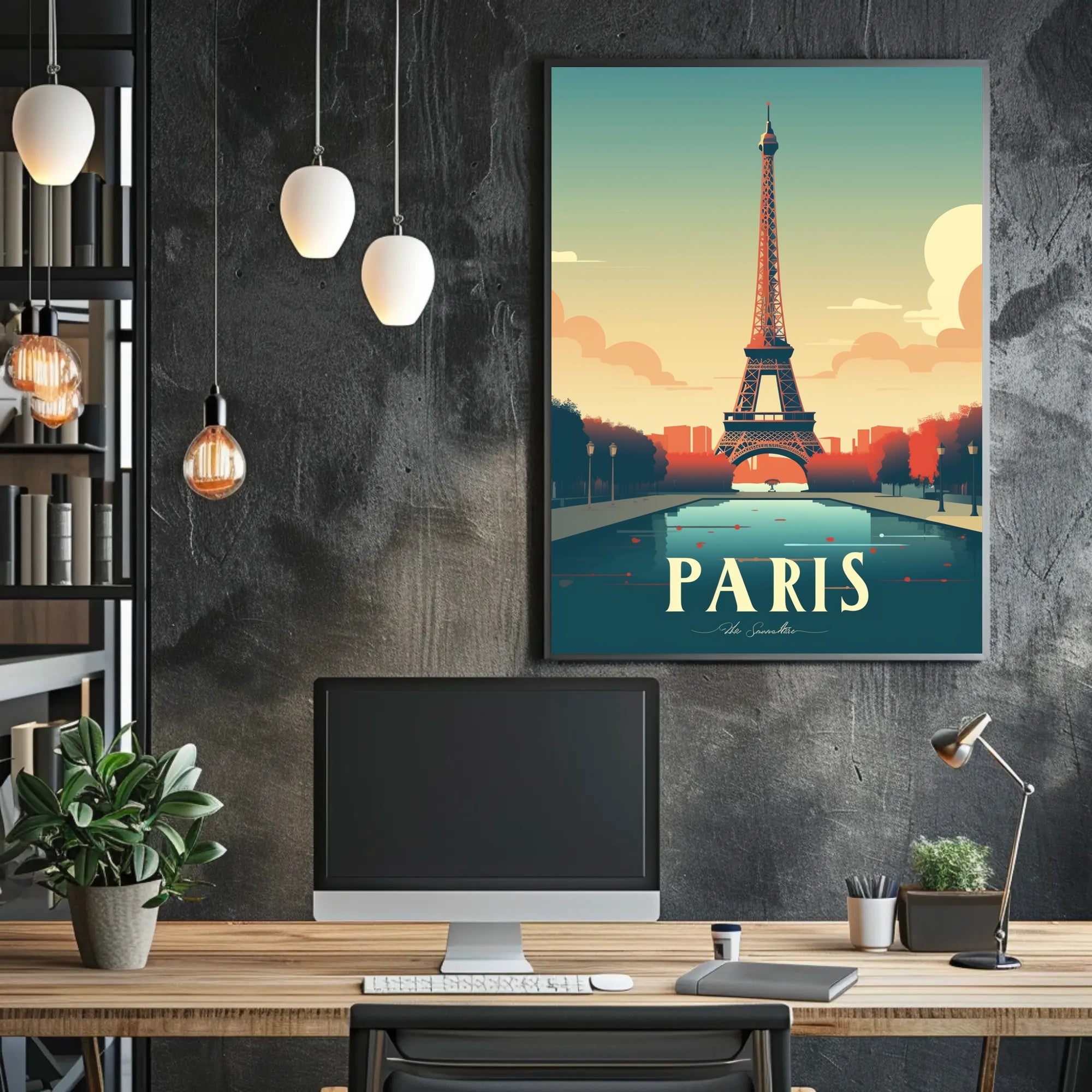 Artistic Eiffel Tower Paris Poster, Urban or Cityscape Poster PosterGoat