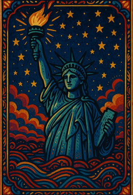 Artistic Statue of Liberty Starry Night Cultural Heritage Poster PosterGoat