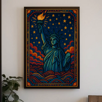 Artistic Statue of Liberty Starry Night Cultural Heritage Poster PosterGoat