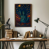 Artistic Statue of Liberty Starry Night Cultural Heritage Poster PosterGoat