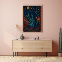 Artistic Statue of Liberty Starry Night Cultural Heritage Poster PosterGoat