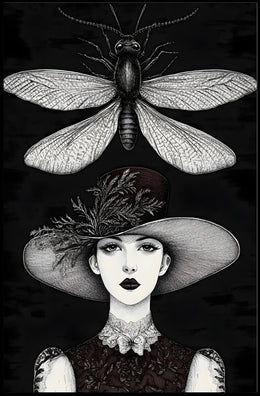 Artistic Woman with Moth Abstract or Artistic Poster PosterGoat