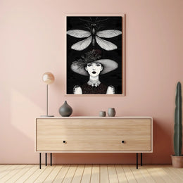 Artistic Woman with Moth Abstract or Artistic Poster PosterGoat