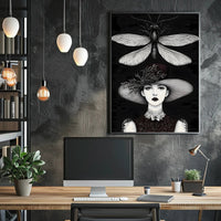 Artistic Woman with Moth Abstract or Artistic Poster PosterGoat