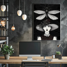 Artistic Woman with Moth Abstract or Artistic Poster PosterGoat