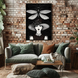 Artistic Woman with Moth Abstract or Artistic Poster PosterGoat