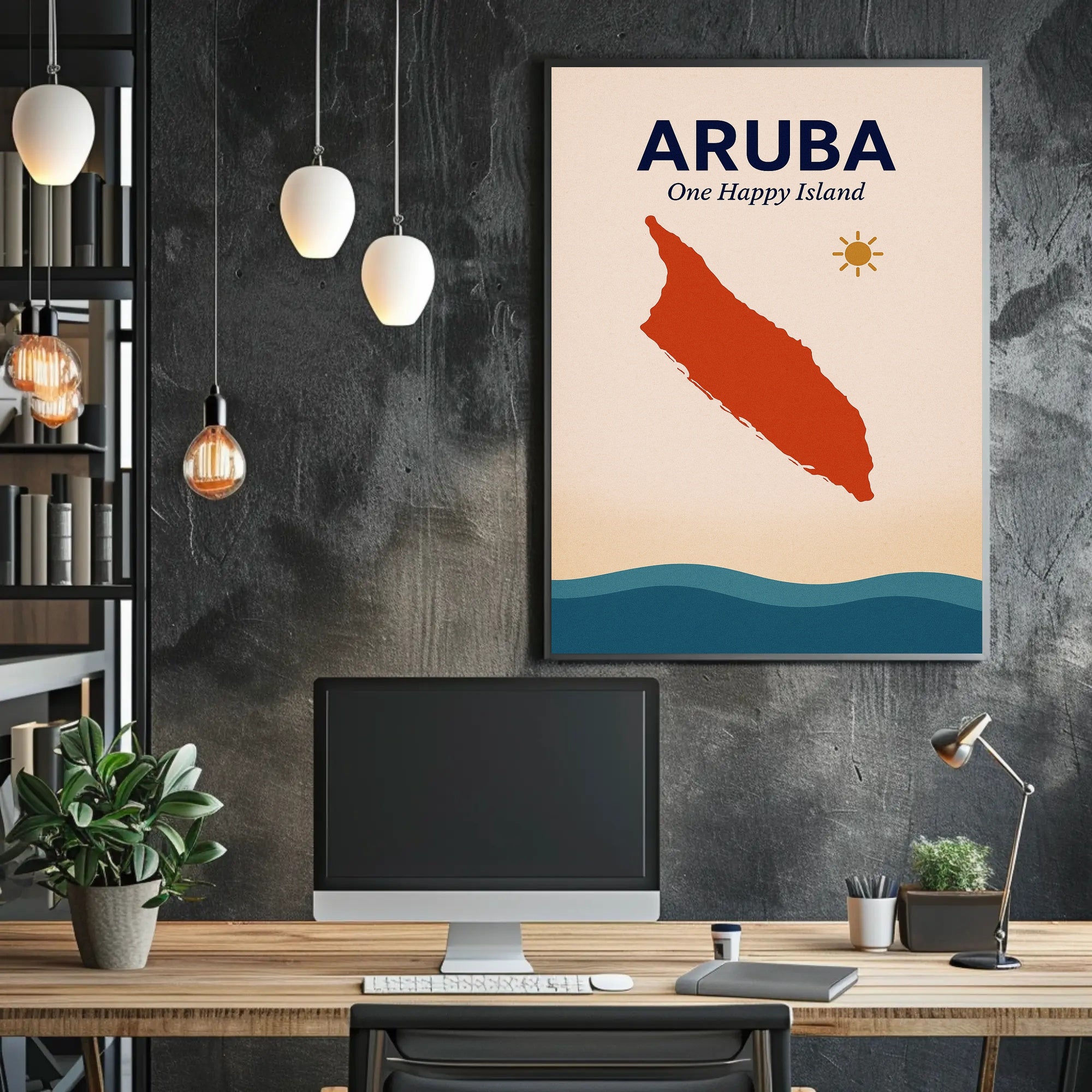 Aruba One Happy Island Poster PosterGoat