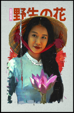 Asian Serenity: Lotus and Traditional Attire Cultural Poster PosterGoat