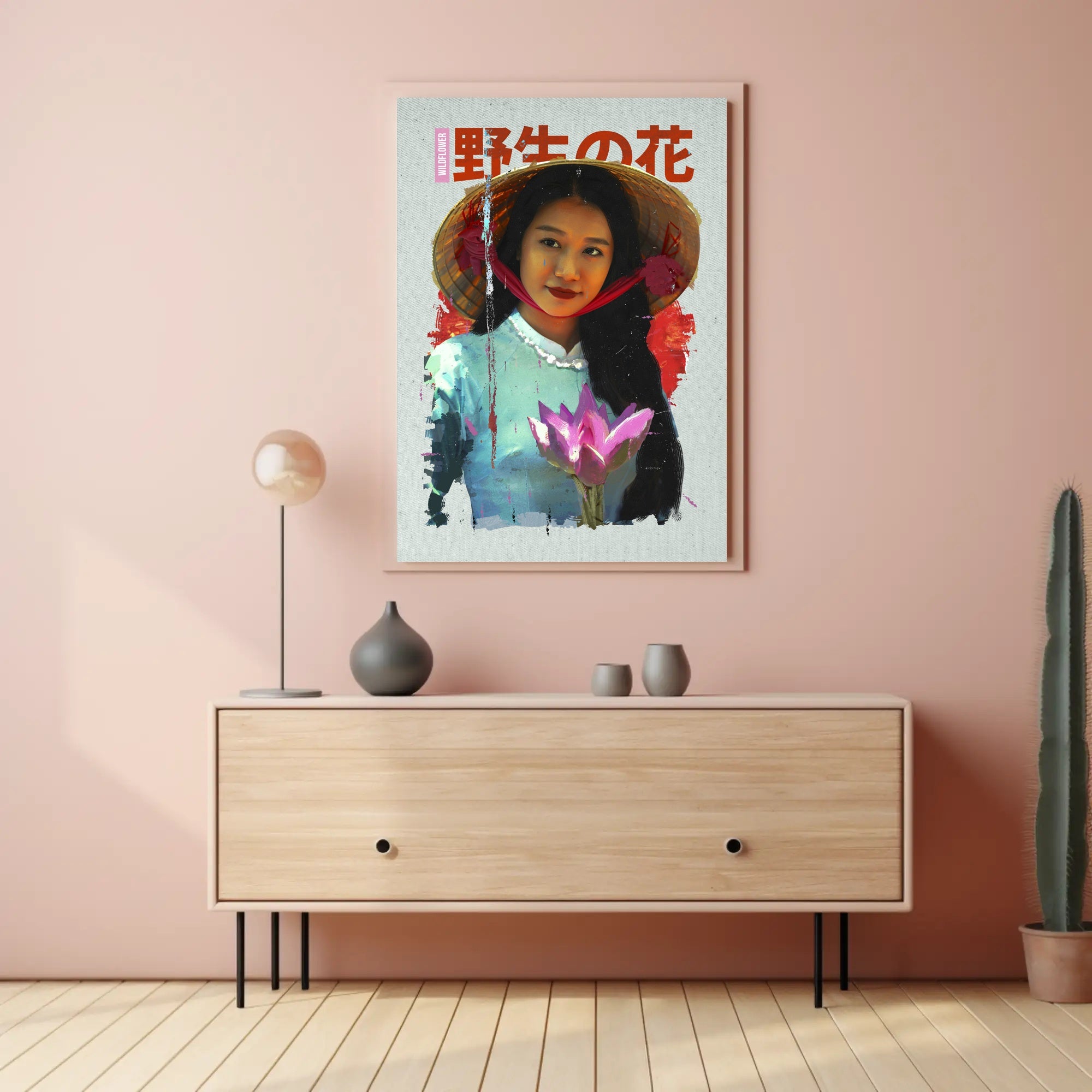 Asian Serenity: Lotus and Traditional Attire Cultural Poster PosterGoat