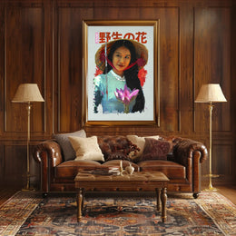 Asian Serenity: Lotus and Traditional Attire Cultural Poster PosterGoat