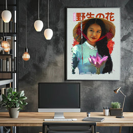 Asian Serenity: Lotus and Traditional Attire Cultural Poster PosterGoat