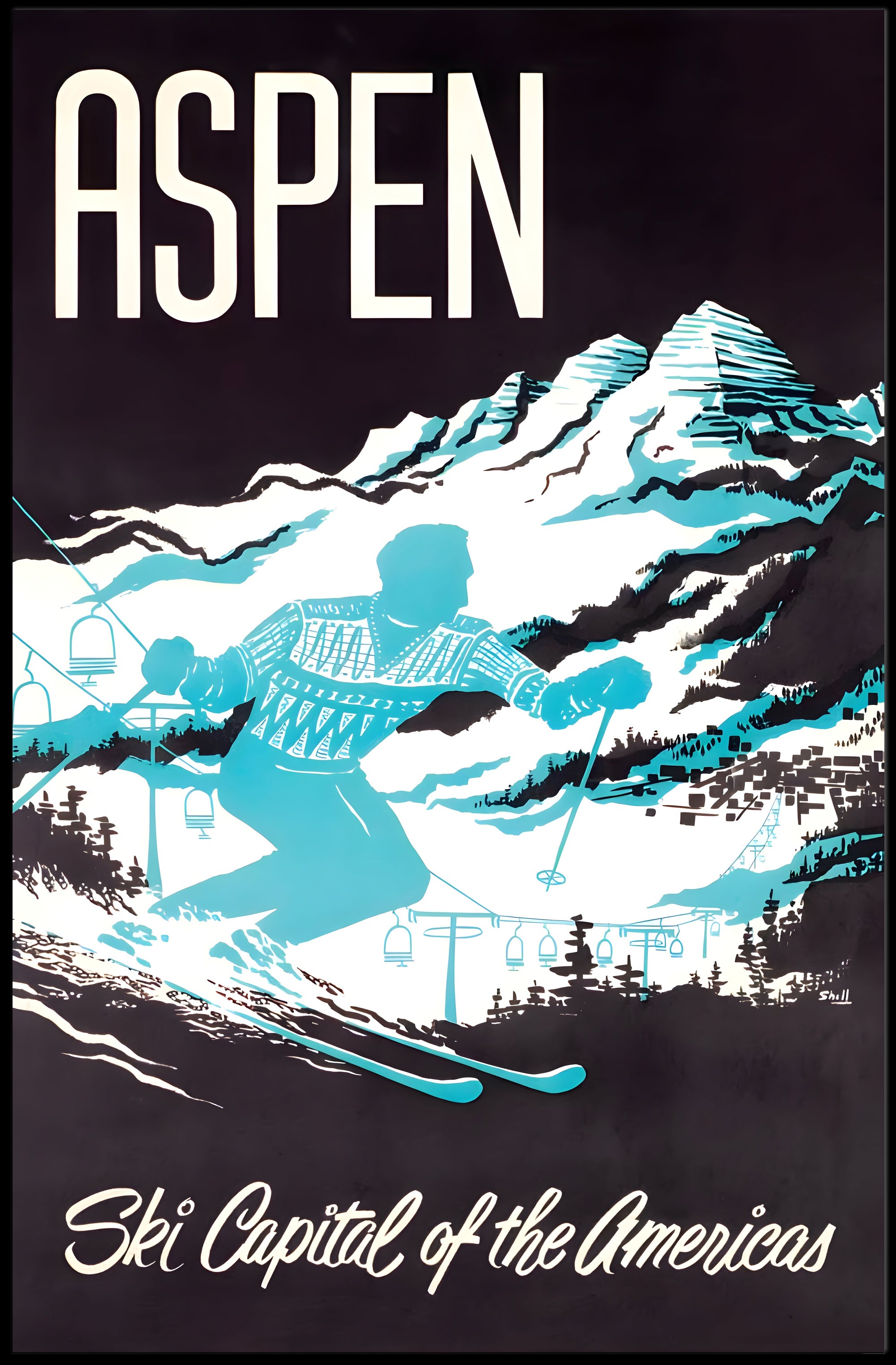 Aspen Ski Adventure in Winter Sports Poster PosterGoat