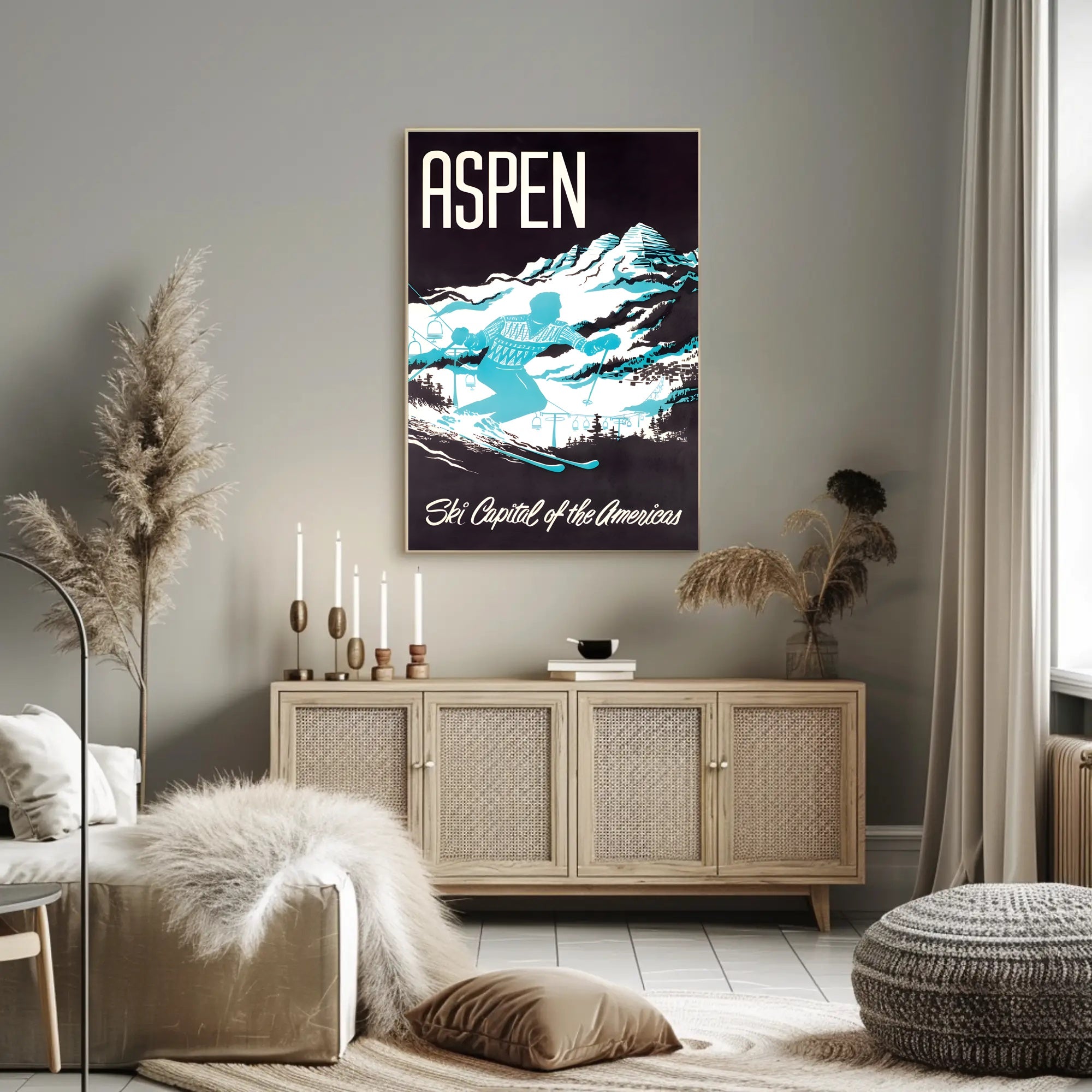 Aspen Ski Adventure in Winter Sports Poster PosterGoat