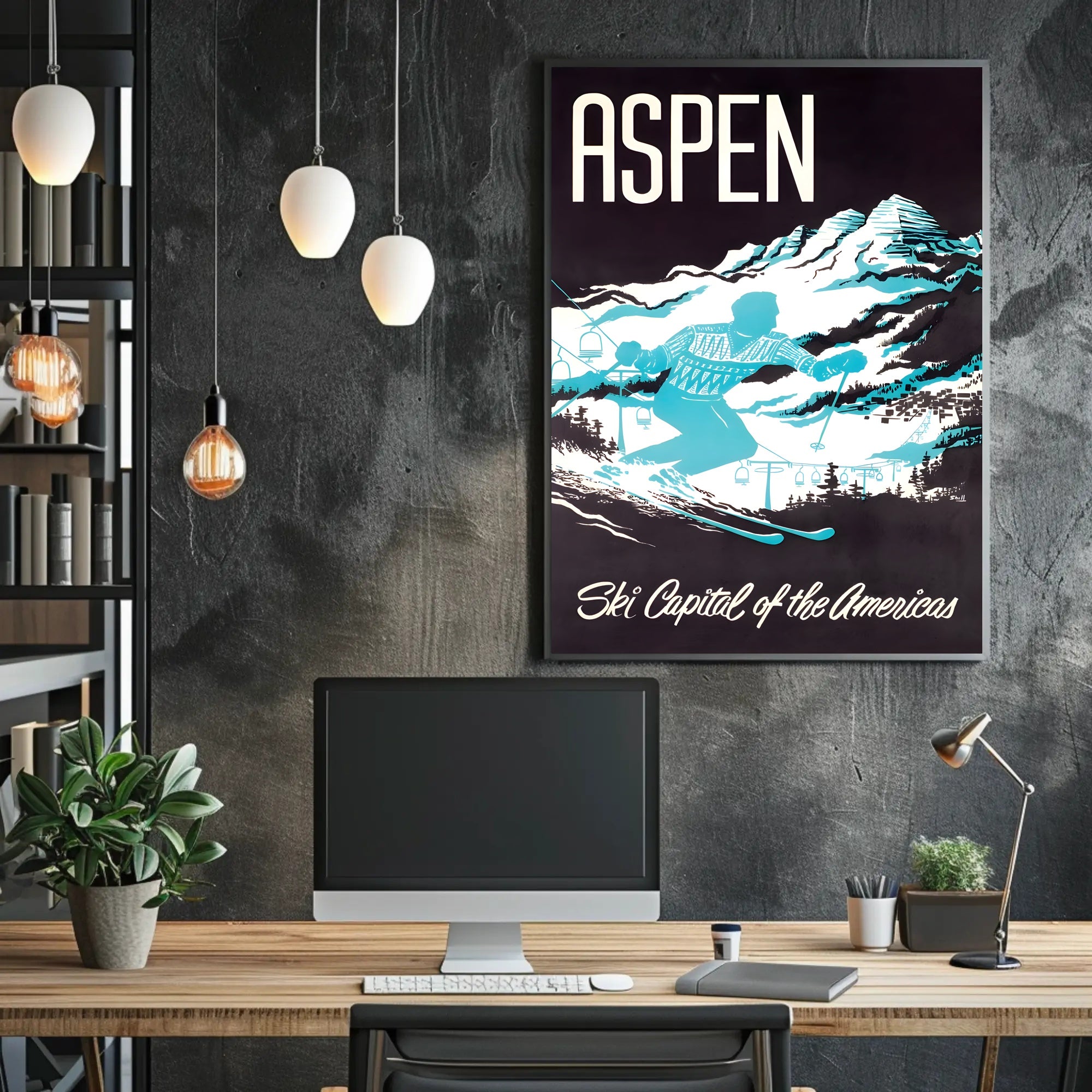 Aspen Ski Adventure in Winter Sports Poster PosterGoat