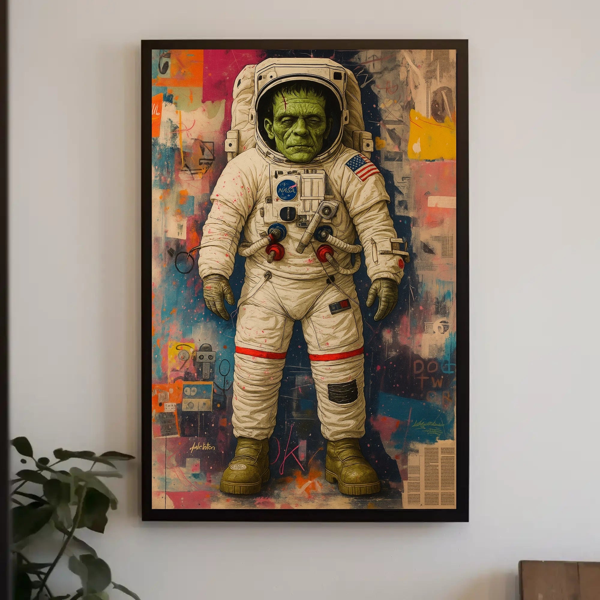 Astronaut Frankenstein Space Adventure Futuristic Sci-Fi Poster PosterGoat