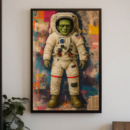 Astronaut Frankenstein Space Adventure Futuristic Sci-Fi Poster PosterGoat