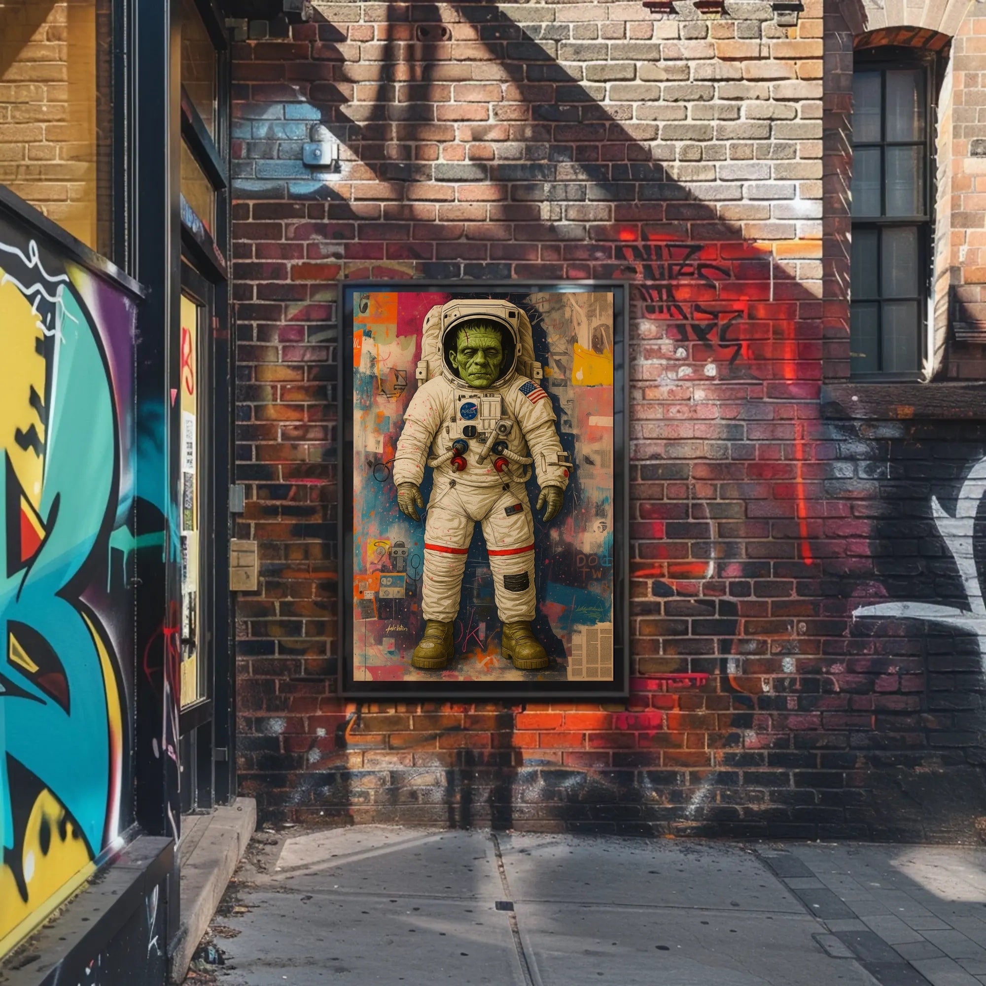 Astronaut Frankenstein Space Adventure Futuristic Sci-Fi Poster PosterGoat