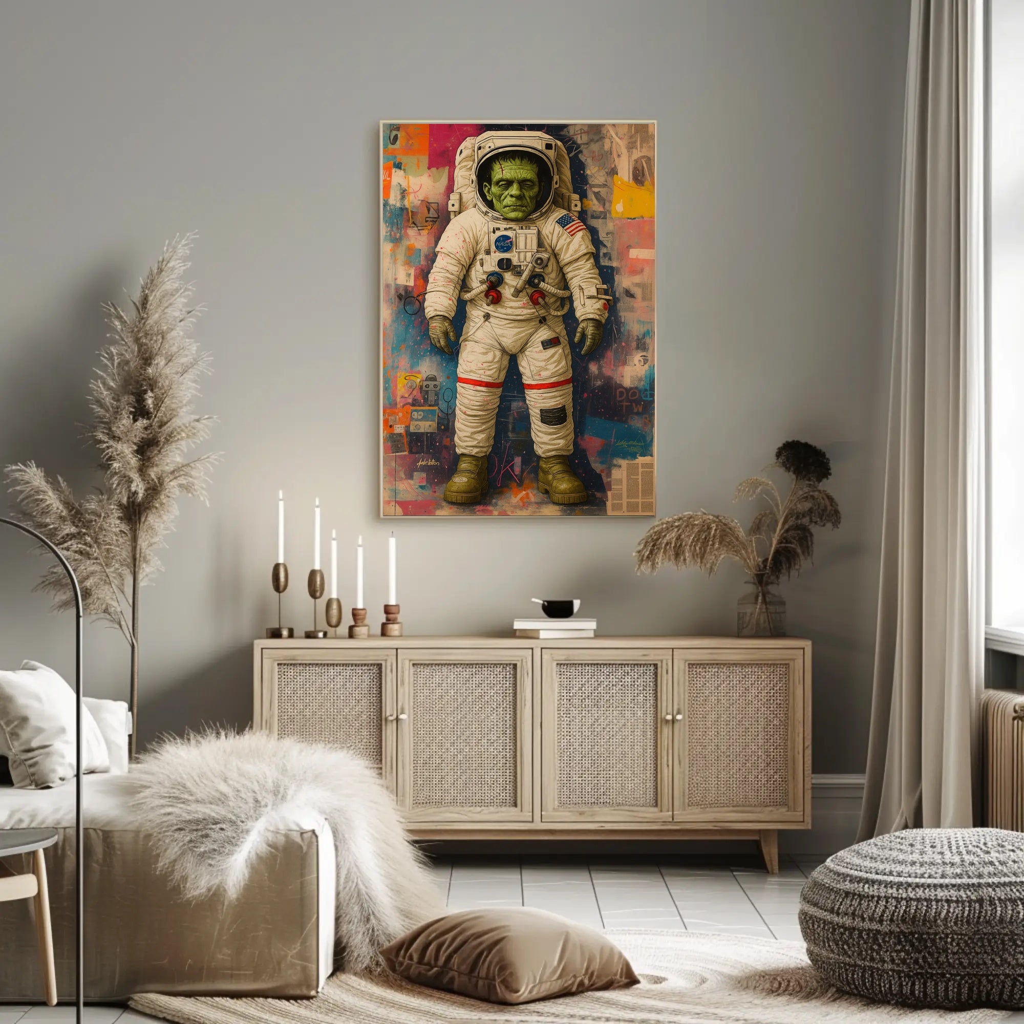 Astronaut Frankenstein Space Adventure Futuristic Sci-Fi Poster PosterGoat
