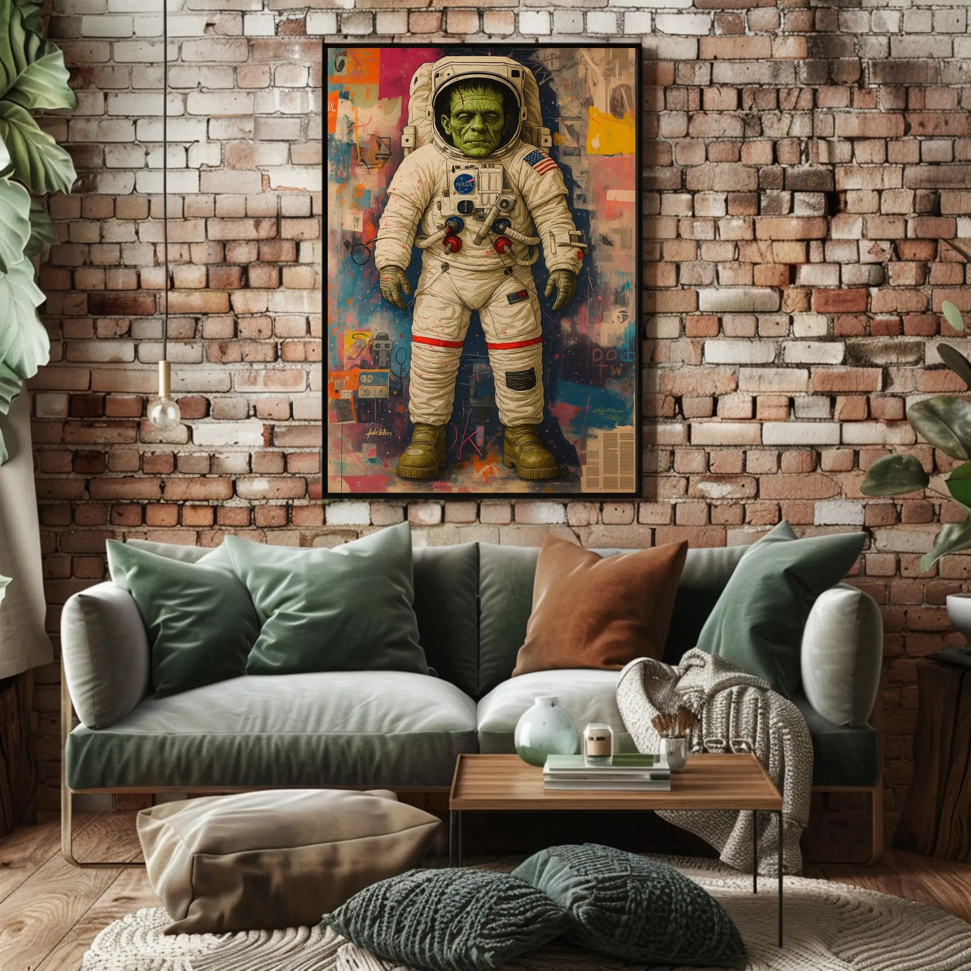 Astronaut Frankenstein Space Adventure Futuristic Sci-Fi Poster PosterGoat