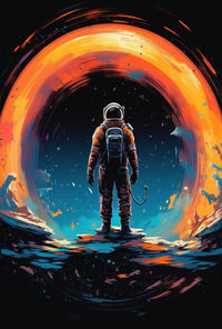 Astronaut Gazing at Cosmic Phenomenon Futuristic Sci-Fi Poster PosterGoat