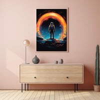 Astronaut Gazing at Cosmic Phenomenon Futuristic Sci-Fi Poster PosterGoat