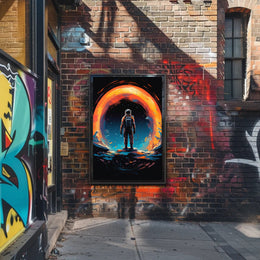 Astronaut Gazing at Cosmic Phenomenon Futuristic Sci-Fi Poster PosterGoat