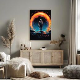 Astronaut Gazing at Cosmic Phenomenon Futuristic Sci-Fi Poster PosterGoat