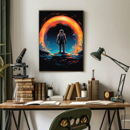 Astronaut Gazing at Cosmic Phenomenon Futuristic Sci-Fi Poster PosterGoat